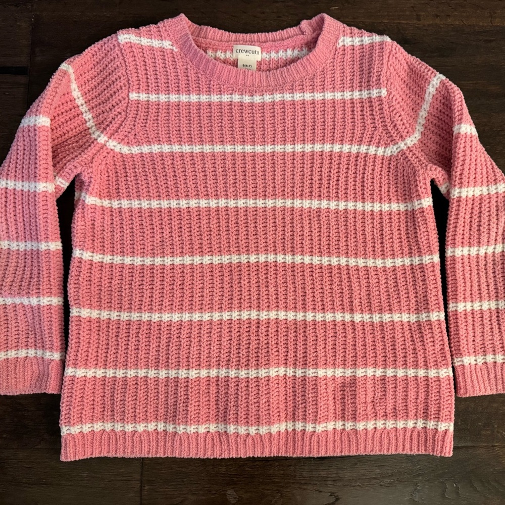 Crewcuts Pink and White Striped Kid’s Sweater